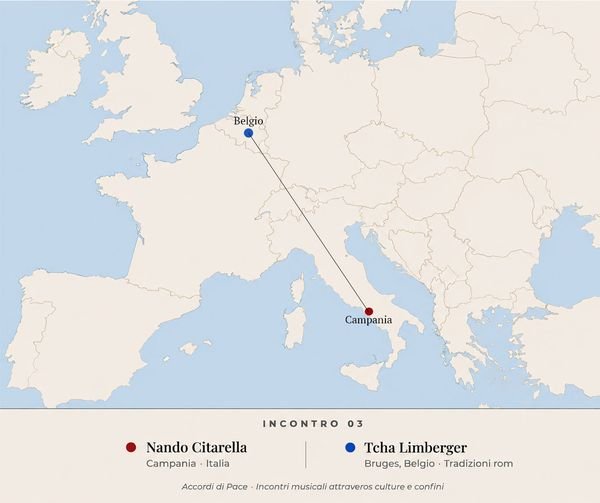 Mappa di localizzazione che mostra le tradizioni del Sud Italia e dell'Europa centrale rom convergere su Roma