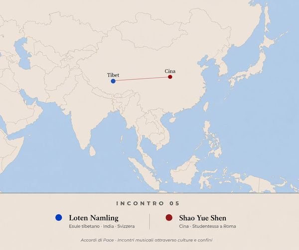 Un localizzatore che mostra Tibet e Cina che convergono su Roma