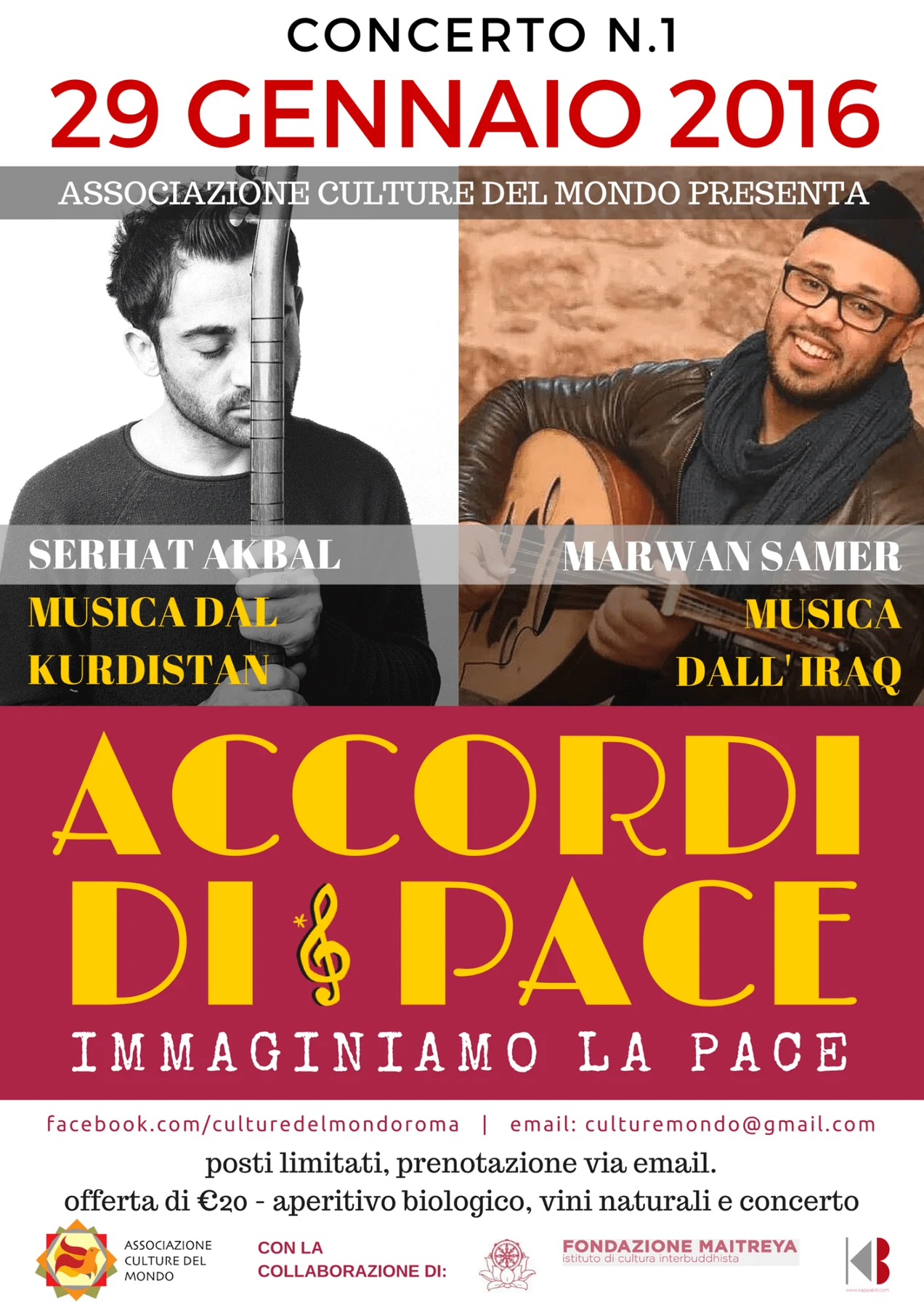 Original Accordi di Pace poster for the concert on 29 January 2016